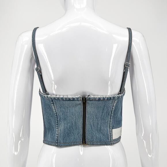 RE/DONE Levi’s Reconstructed Denim Bustier Top Women’s Size XS Cropped Corset - Picture 2 of 5